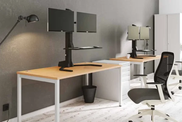 Sit stand office deskss in a bespoke office interior designer office