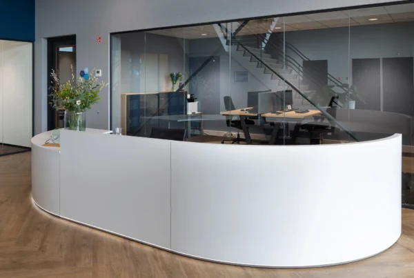Reception desk in an plan office fit out