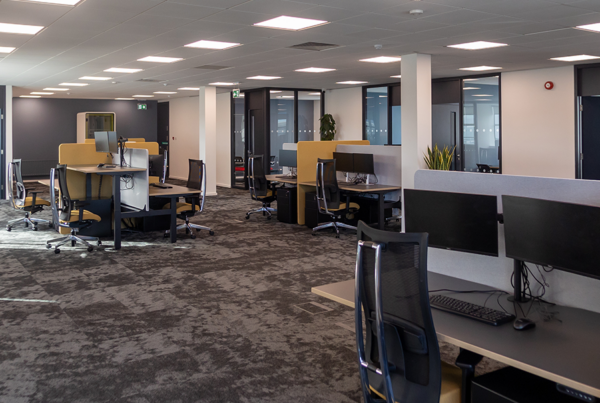 A modern open plan office installed by igate interiors