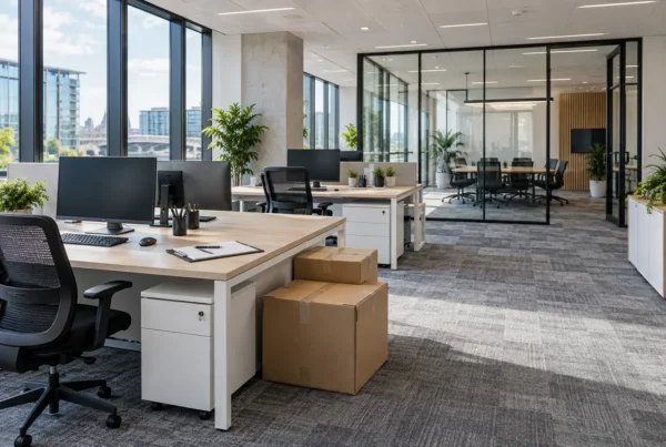 Modern workplace ready for office relocation